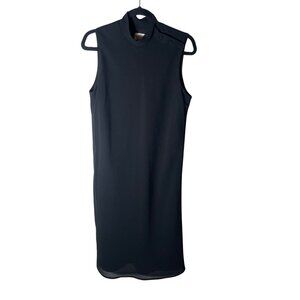 Talbots Women's Size 12 Black Sleeveless Mock Neck Lightweight Midi Dress